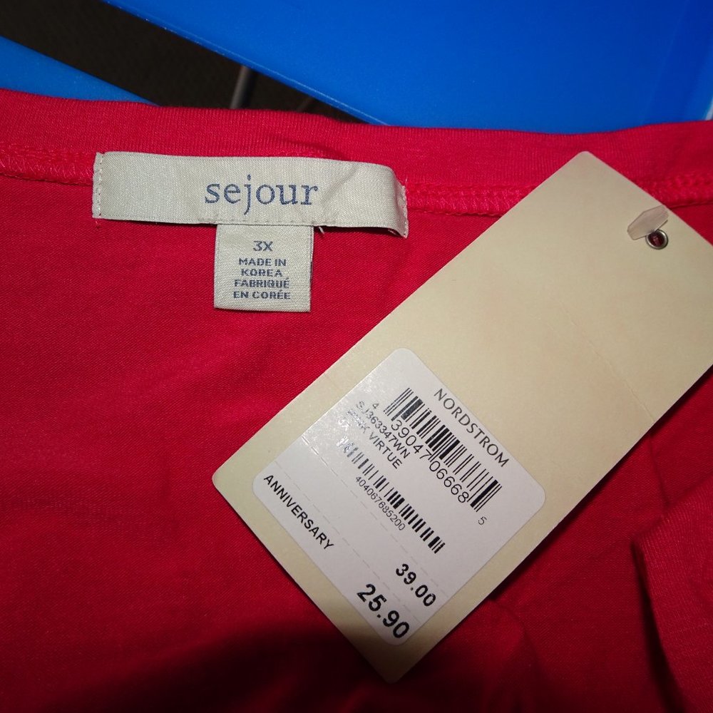 NWT Sejour Nordstrom Pink Plus Size Long Sleeve Tee Blouse - Picture 5 of 6